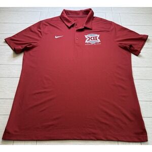Nike Dri Fit BIG‎ 12 Championship 2023 OU Norman OK Red Polo Shirt Men's XL Poly
